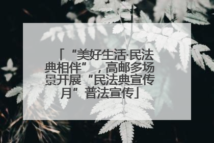 “美好生活·民法典相伴”，高邮多场景开展“民法典宣传月”普法宣传