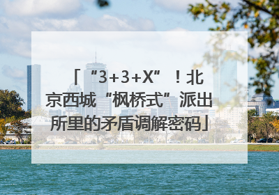 “3+3+X”！北京西城“枫桥式”派出所里的矛盾调解密码