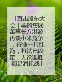 直击股东大会｜美的集团董事长方洪波再谈小米竞争：行业一片红海，打法已固定，无论谁胜都是消耗战