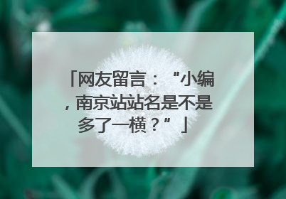 网友留言：“小编，南京站站名是不是多了一横？”