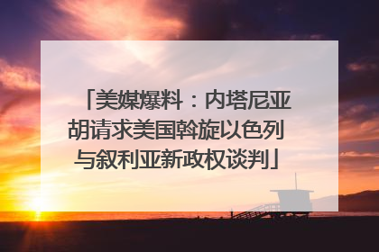美媒爆料：内塔尼亚胡请求美国斡旋以色列与叙利亚新政权谈判
