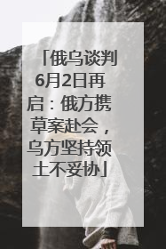 俄乌谈判6月2日再启：俄方携草案赴会，乌方坚持领土不妥协