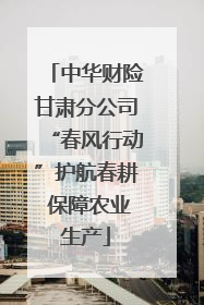 中华财险甘肃分公司“春风行动”护航春耕 保障农业生产