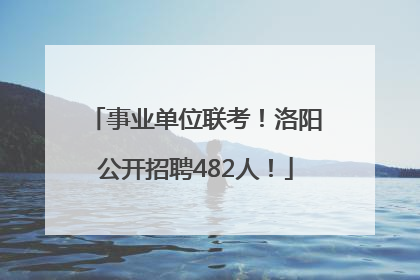 事业单位联考！洛阳公开招聘482人！