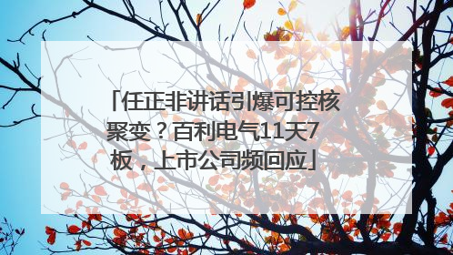 任正非讲话引爆可控核聚变？百利电气11天7板，上市公司频回应