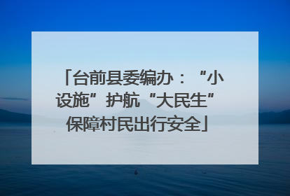 台前县委编办：“小设施”护航“大民生” 保障村民出行安全