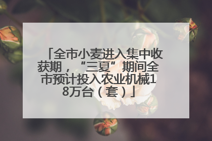 全市小麦进入集中收获期，“三夏”期间全市预计投入农业机械18万台（套）