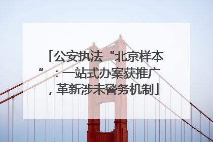公安执法“北京样本”：一站式办案获推广，革新涉未警务机制