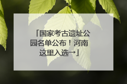国家考古遗址公园名单公布！河南这里入选→