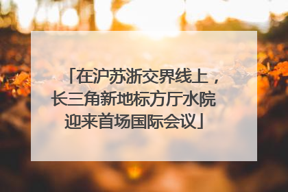 在沪苏浙交界线上，长三角新地标方厅水院迎来首场国际会议