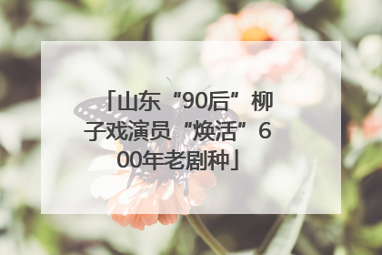 山东“90后”柳子戏演员“焕活”600年老剧种