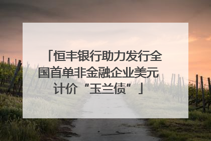 恒丰银行助力发行全国首单非金融企业美元计价“玉兰债”