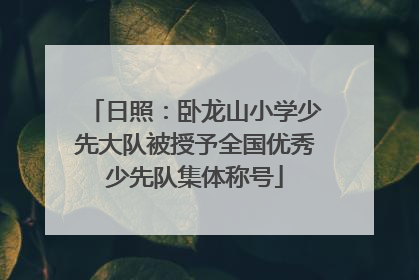 日照：卧龙山小学少先大队被授予全国优秀少先队集体称号