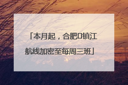 本月起，合肥⇋镇江航线加密至每周三班