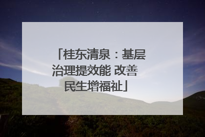 桂东清泉：基层治理提效能 改善民生增福祉