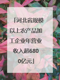 河北省规模以上农产品加工企业年营业收入超6800亿元
