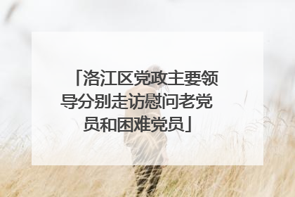 洛江区党政主要领导分别走访慰问老党员和困难党员