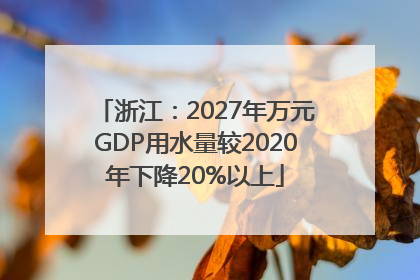 浙江：2027年万元GDP用水量较2020年下降20%以上