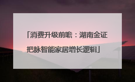 消费升级前瞻：湖南金证把脉智能家居增长逻辑