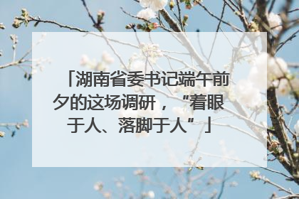 湖南省委书记端午前夕的这场调研，“着眼于人、落脚于人”