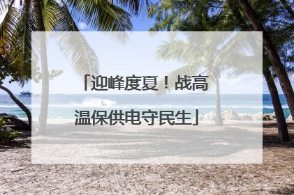 迎峰度夏！战高温保供电守民生