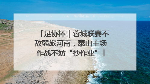 足协杯｜蓉城联赛不敌弱旅河南，泰山主场作战不妨“抄作业”