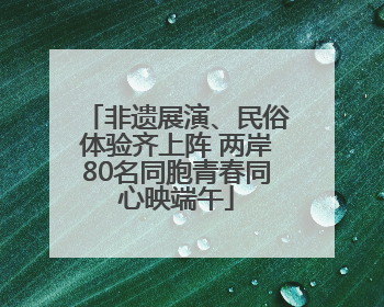 非遗展演、民俗体验齐上阵 两岸80名同胞青春同心映端午