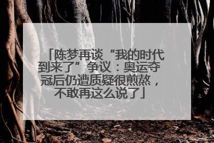 陈梦再谈“我的时代到来了”争议：奥运夺冠后仍遭质疑很煎熬，不敢再这么说了