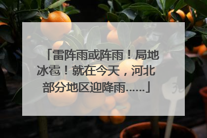 雷阵雨或阵雨！局地冰雹！就在今天，河北部分地区迎降雨……