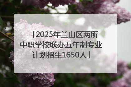 2025年兰山区两所中职学校联办五年制专业计划招生1650人